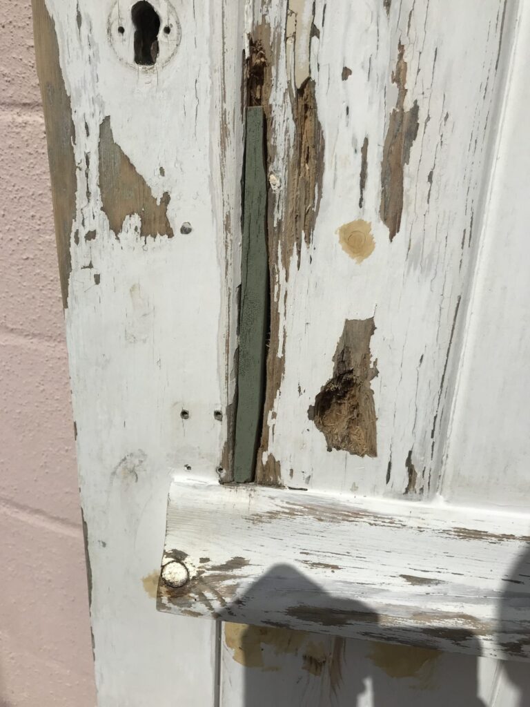 New wood being scarfed in to gaps