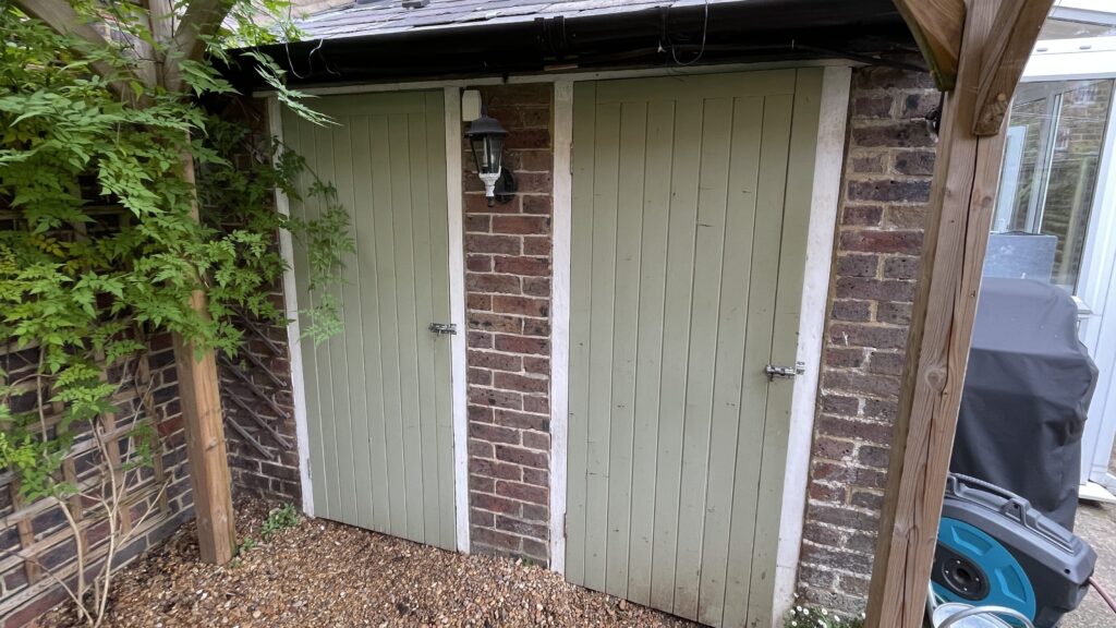 Edwardian outhouse doors - before